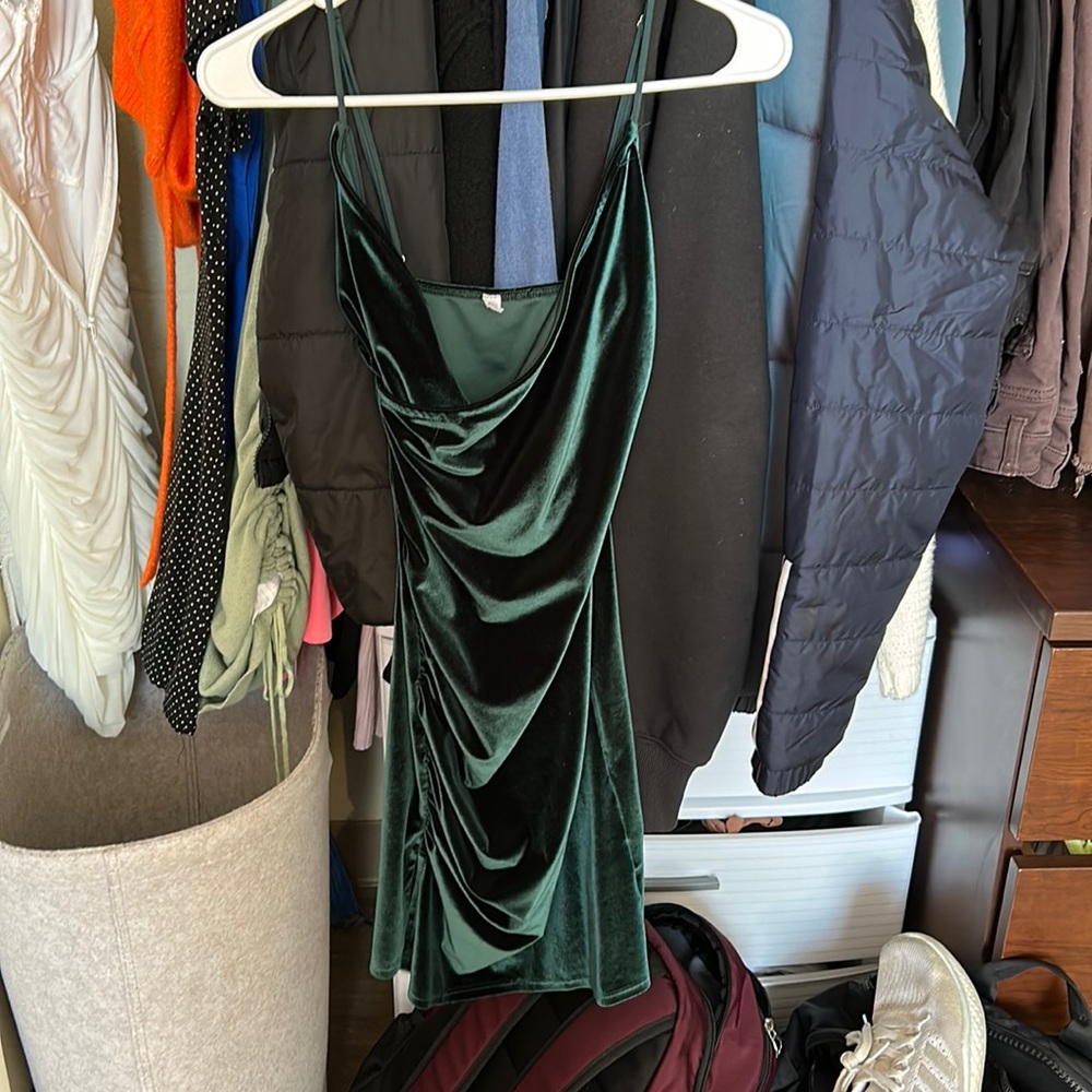 green mini dress